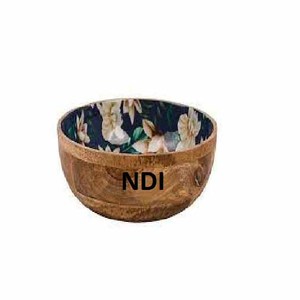Juego de 5 cuencos de madera hechos a mano para servir, calidad superior, esmalte de madera impreso, acabado brillante, forma redonda, cuenco para servir - Product Image 6