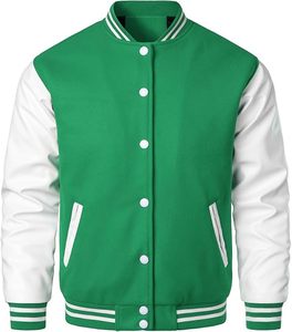 Casual Winter Varsity Jacket with Turn-Down Collar Thick Woolen Fabric OEM Service Pattern Decoration - Product Image 1
