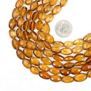 Perles de pierres précieuses ovales facettées en quartz bière naturel, perles de quartz bière pour la fabrication de bijoux, fournisseur en gros, fabricant en Inde, en vrac - Product Image 6