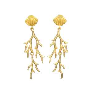 Pendiente colgante dorado para mujer recién llegado con cabeza de diseño de concha marina - Product Image 1