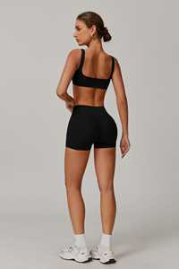 Logo personnalisé noir Maeve soutien-gorge de sport élégant encolure carrée et dos respirant séchage rapide fort impact femmes Gym Fitness soutien-gorge de sport - Product Image 5