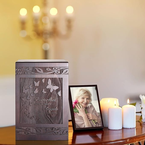 Cremation <b>Urns</b> for Human Ashes Adult Male Female Wooden Carved Butterfly <b>Urns</b> Box and <b>Casket</b> for Ashes Men Women Child <b>Pets</b> Cat - Product Image 3