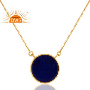 Collar con colgante de lapislázuli, proveedor de joyería de moda, collar de Latón chapado en oro amarillo de 18K, Colección Vintage - Product Image 4