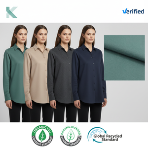 Tissu de chemise en sergé pur 100% coton pour chemises formelles respirant et confortable teint uni avec col de chemise sur les chemises - Product Image 6