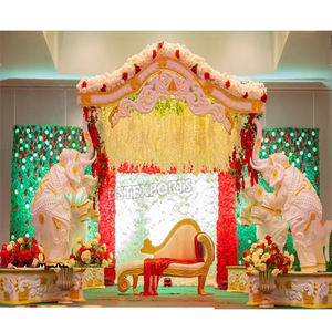 Elegante Elefante Mandap Decor para Calgary Wedding Halls DST Exports Fibra de oro blanco de alta calidad tallada South Mandapam Decor UK - Product Image 1