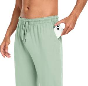 Pantalones de chándal de algodón para hombre con parte inferior abierta, pantalones de salón informales de invierno con patrón recto y bolsillos delanteros planos 2026 - Product Image 1