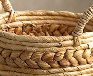 Beautiful Water Hyacinth <b>Straw</b> Storage <b>Basket</b> with Handle Wholesale - Product Image 4
