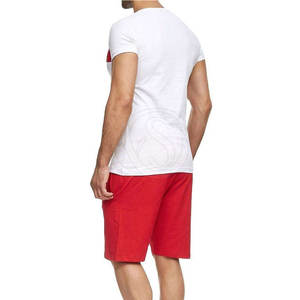 Ensemble court décontracté pour homme personnalisé en deux pièces pour l'été avec t-shirt contrasté à manches courtes, tissu respirant et motif imprimé - Product Image 6