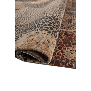 Tapis classique Tattvam en laine et soie bleus, noués à la main, Ebsk-9012-Rectangulaire 9x12, motif abstrait patchwork pour chambre et couloir - Product Image 2