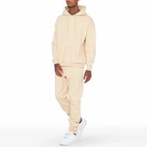 Conjunto Deportivo de Felpa Francesa 100% Algodón para Hombre, Personalizado por el Fabricante, Sudadera con Capucha y Cremallera Completa, Pantalones Jogger, Estilo Holgado, Color Sólido, para Invierno - Product Image 2