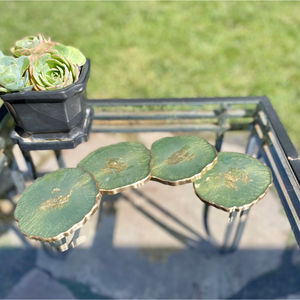 Dessous de verre en acrylique transparent de forme ronde de garde de surface de table Sous-verres de thé de couleur verte de la plus haute qualité parfaits pour la maison et la cuisine - Product Image 4