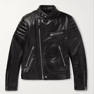 Chaquetas Bomber Ligeras con Cremallera y Bolsillos, Chaquetas de Motociclista con Cuello Alto, Chaqueta de Cuero Negra para Hombre - Product Image 6