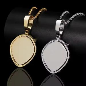 <b>white</b>/ <b>Gold</b> Plated Pendant with Moissanite Diamond Hip-Hop Style <b>Necklace</b> for <b>Men</b> Fashionable Gift for Him from India - Product Image 4