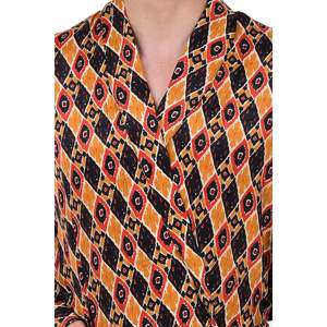 Boho Men's Soft Silk Kimono Elegant Yellow Black Hues Persian King Ikat Regal House <b>Beach</b> <b>Robe</b> 1 Piece - Product Image 2