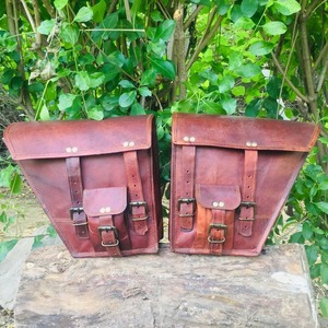 Conjunto de sillín de motocicleta de cuero genuino Unisex, bolsa de Alforja derecha izquierda, equipaje de viaje, bolsa de noche para motociclismo para viajes - Product Image 1