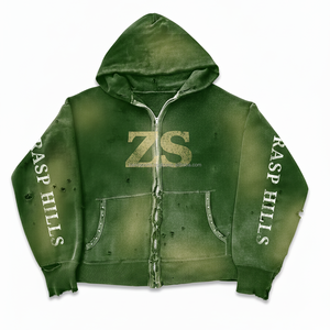 Sudadera con capucha de cremallera de lana Heavy 380 GSM, ropa de invierno verde, mezcla de algodón suave, lavado desgastado, sudaderas básicas con logotipo estampado personalizado - Product Image 5