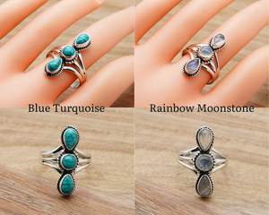 925แข็งชุบเงินสเตอริงอัญมณีธรรมชาติขายส่งจำนวนมากแหวนทรงรีตั้งขอบค็อกเทลเครื่องประดับแฟชั่นทำด้วยมือ - Product Image 4