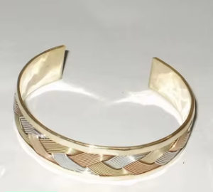 Trendy Luxury Tri Color Braided Cuff <b>Bracelet</b> High Quality Handcrafted Mixed <b>Metal</b> Woven Bangle For Women Men Fashion Jewelry - Product Image 6