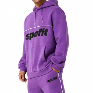 Personnalisé 220g 100% Coton Polaire Surdimensionné Solide Respirant À Capuche Jogger Ensemble Hiver Haute Qualité Survêtements Hommes 2 Pièces - Product Image 5