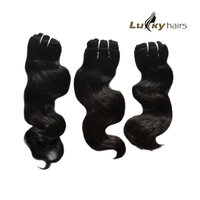 Extensions de cheveux naturels vierges indiens non traités, qualité Remy, ondulés, en lots, couleur naturelle, double trame machine