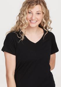 Camiseta transpirable con cuello en V y logotipo personalizado para mujer, camiseta de manga corta de corte regular para verano, gimnasio, Fitness, Yoga, Verano - Product Image 2