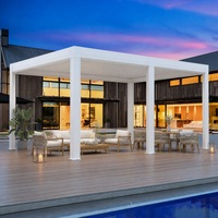 Pergola bioclimatique motorisée en aluminium, toit à lames orientables imperméable, pergola extérieure pour jardin, patio, cour, pavillon