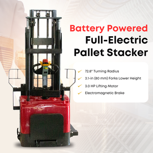 Stacker per Pallet completamente elettrico-157 altezza di sollevamento massima, capacità di 3300 libbre, gambe regolabili - Product Image 3