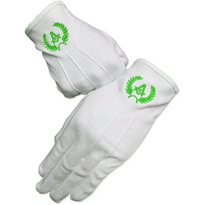 Guantes de algodón 100% de alta calidad con logotipo cuadrado bordado hecho a mano - Product Image 1
