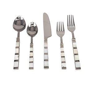 Juego Exclusivo de 5 Piezas de Cubiertos de Acero Inoxidable con Espejo, Cubiertos de Cuchara y Cuchillo de Metal de India 2k25 - Product Image 1