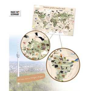 Alfombrilla de Escritorio con Mapa del Mundo para Niños, Versión Beige, 60x40 cm, para el Aprendizaje y la Creatividad - Product Image 4