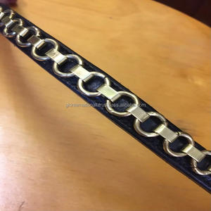 Banda de cejas de caballo de cuero inglés negro de alta calidad, precio al por mayor, superventas, con cadena de latón cosida a mano en mazorca completa - Product Image 6