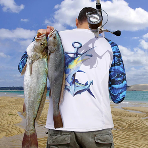 Venta al por mayor de fábrica, camisas de pesca con máscara, protector solar, protección Uv, Jersey de pesca, manga larga, transpirable, ropa de pesca de torneo - Product Image 1