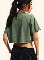Lot de 4 T-shirts pour femmes en coton biologique écologique, style vintage, taille haute, manches courtes, col rond, légèrement extensibles, couleur unie