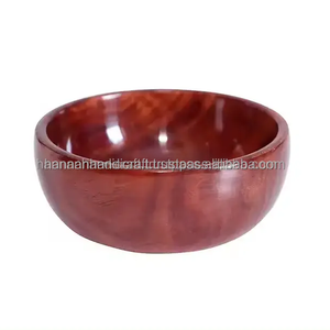 Cuenco de madera para servir, diseño artesanal, superficie texturizada de madera dura natural, decoración moderna y rústica para comedor, vajilla de cocina, artesanal. - Product Image 4