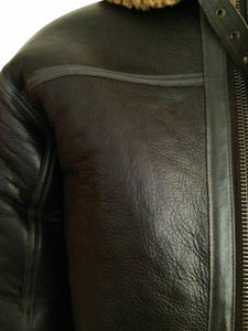 Vintage B3 Shearling Bomber <b>Jacket</b> | <b>Men's</b> Sheepskin <b>Leather</b> <b>Aviator</b> Coat | Autumn Flight <b>Jacket</b> OEM ODM Wholesale Stand Front - Product Image 3