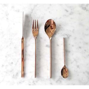 Ensemble de cuillères de service rondes en laiton massif avec poignée faite à la main cuillère de service de restauration de Buffet en acier inoxydable - Product Image 1