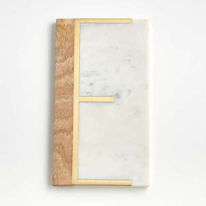 Ak-tabla de cortar de mármol blanco en forma de galleta de latón, artículo de decoración para el hogar y regalo de Chef - Product Image 2