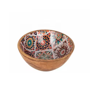 Ensemble de trois bols en bois ronds et durables les plus vendus, saladiers faits à la main très exigeants pour le stockage des fruits, bols de vaisselle en émail - Product Image 6