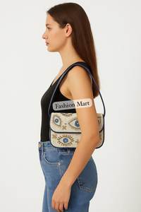 Bolso con cuentas multicolor con asa, bolso de mano, bolso de mano informal, artesanía india, hecho a mano, bolso Baguette, - Product Image 3