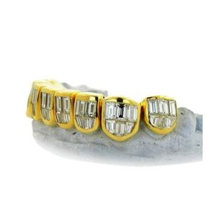 8X8 YellowGold 925 <b>Silver</b> Custom Diamond Dust Gold Grillz Starburst Cut Premium Fine Jewelry - Product Image 2