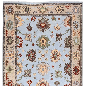 Alfombra Anudada a Mano Oushak Chobi, Diseño Floral Clásico, Alfombra Tradicional Elegante para Sala de Estar, Decoración Tranquila - Product Image 1