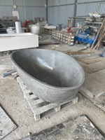 Baignoire de luxe ovale ronde en travertin beige du Vietnam autoportante en marbre naturel