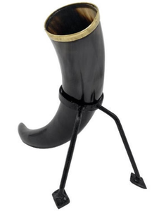 Tasse à corne à boire de bière et de vin d'artisanat naturel de style viking avec support faveurs de fête et article cadeau d'exportation d'Inde - Product Image 4