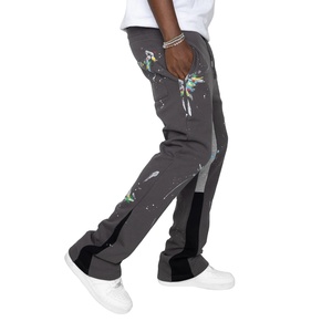 Pantalon de jogging évasé décontracté pour homme en molleton bouclette, style streetwear, respirant, écologique, coupe ample - Product Image 1