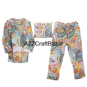 Conjunto Floral de pijama de algodón puro para ella, V con cuello en ropa de dormir, ropa de salón suave con cintura elástica para Bodas de primavera y verano, regalo perfecto - Product Image 1