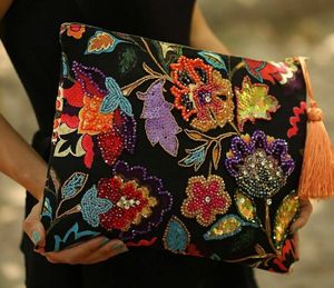 Lujo único estilo bohemio bordado perla noche boda mano embrague monederos diseño elegante forro al por mayor - Product Image 5