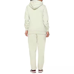 Women's Thick Cotton Two-Piece Jogging Tracksuit Oversized Pullover <b>Hoodies</b> Set Beaded Garment Dyed Plain Solid for <b>Summer</b> - Product Image 2