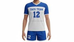 Uniformes de football pour hommes de haute qualité avec logo personnalisé, 100% polyester, séchage rapide, respirant, col en V, dernier design, ensembles de football - Product Image 2