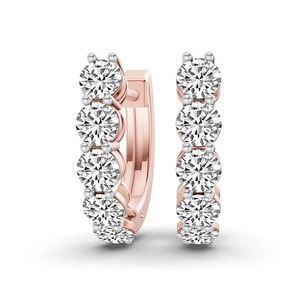 Linear Sequence Lab Grown Diamond <b>Huggie</b> Earring 1.25 Ct Tw F-G Color VS Clarity 10 Diamonds 14K <b>Solid</b> <b>Gold</b> Delicate Row Design - Product Image 6