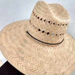 Vente en gros expédition rapide Chapeaux de paille style Panama brodés à la main en herbe naturelle Chapeau de cowboy rayé pour voyage Sports décontractés - Product Image 2